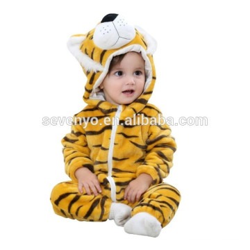 2018 popular paño animal tigre lindo, suave bebé franela mameluco Animal Onesie traje de trajes de pijamas, ropa para dormir